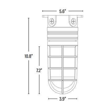 LED Vapor Tight Jelly Jar, Ceiling Mount, 14W, 2620 Lumens, Dimensions